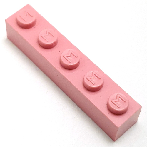 Lego Modulex Brick 1 x 5 with M on Stud / Modulex Pink