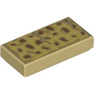 Lego Tile 1 x 2 with Focaccia Print / Tan