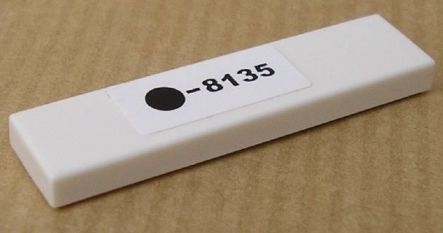 Lego Tile 1 x 4 with Black Dot and '-8135' Pattern (Sticker) - Set 8135