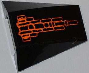 Lego Wedge 4 x 4 Triple Curved No Studs with Orange Lines Pattern (Sticker) - Set 7985 / Black