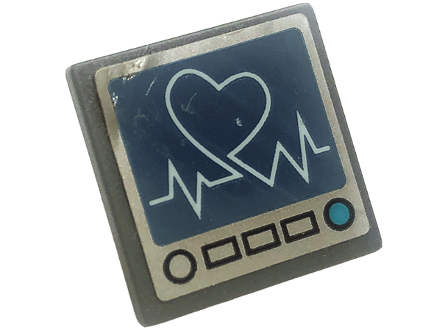 Lego Road Sign 2 x 2 Square with Open O Clip with Computer Screen, Dark Blue Heart and Heart Beat Pattern (Sticker) - Set 41318