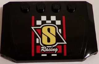 Lego Wedge 4 x 6 x 2/3 Triple Curved with 'S Racing' and Black and White Checkered Pattern (Sticker) - Set 60084