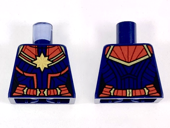 Lego Torso Female Outline with Gold 8-Point Star and Red Collar and Belt Pattern / Dark Blue