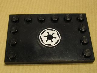 Lego Tile, Modified 4 x 6 with Studs on Edges with SW Imperial Logo Pattern (Sticker) - Set 7672