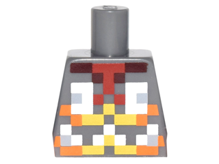 Lego Torso Pixelated Orange, Yellow and Silver Armor Pattern / Dark Bluish Gray