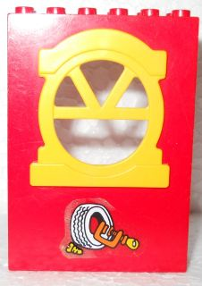 Lego Fabuland Building Wall 2 x 6 x 7 with Round Top Yellow Window with Tire, Cramp and Screw Pattern (Sticker) - Set 3670