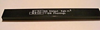 Lego Tile 1 x 8 with 'BD Stalgul Kgb m² BW Phonings' Pattern (Sticker) - Set 7898