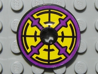 Lego Technic, Disk 3 x 3 with Purple, Yellow and Black Pattern on Both Sides (Stickers) - Set 8269