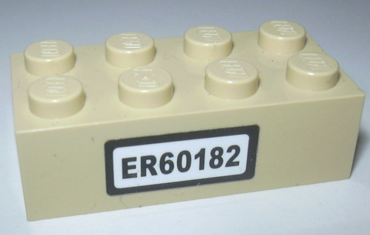 Lego Brick 2 x 4 with 'ER60182' Pattern (Sticker) - Set 60182 / Tan