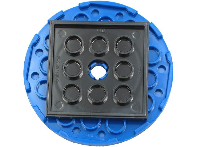 Lego Turntable 6 x 6 x 2/3 with Black Square Base, Free-Spinning (11213 / 61485)