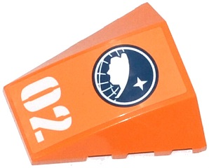 Lego Wedge 4 x 4 Triple Curved No Studs with Arctic Explorer Logo and White '02'  Pattern (Sticker) - Set 60034 / Orange