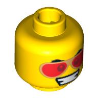 Lego Minifig Head, Dual Sided, Red Sunglasses, and Grin / Scared Print [Blocked Open Stud]