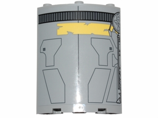 Lego Cylinder Quarter 4 x 4 x 6 with SW Droid Escape Pod Pattern 1 (Sticker) - Set 75136 / Light Bluish Gray