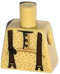 Lego Torso Shirt with 3 Buttons and Brown Suspenders Pattern / Tan