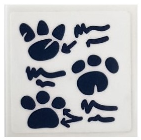 Lego Tile 2 x 2 with Dark Blue Paw Prints, Arrows and Writing Squiggles Pattern (Sticker) - Set 41681