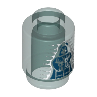 Lego Brick Round 1 x 1 with Emperor Palpatine / Darth Sidious Print / Trans-Light Blue