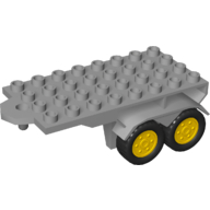 Lego Duplo Trailer Flatbed 4 x 8 with Hook and 4 Yellow Wheels
