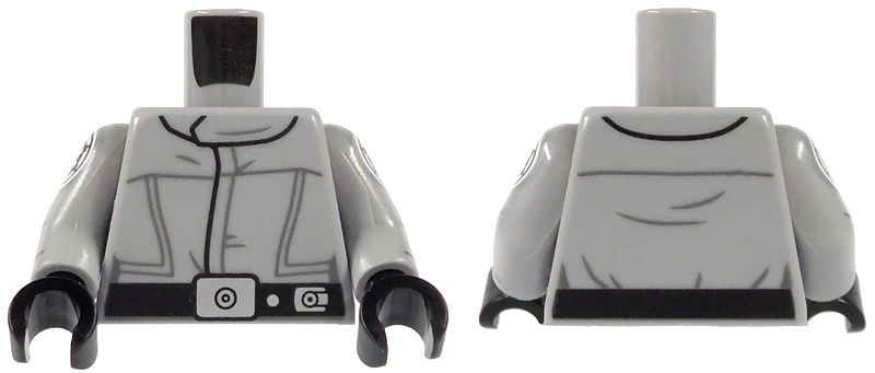 Lego Torso SW Imperial Crew Uniform Jumpsuit with Straight Black Belt with Silver Buckle and Dot Pattern / Light Bluish Gray Arms with SW Imperial Logos and Dark Bluish Gray Creases Pattern / Black Hands