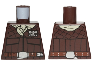 Lego Torso SW Quilted Coat, Tan Bandana, Reddish Brown Straight Belt Pattern / Dark Brown
