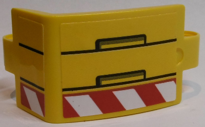Lego Technic, Panel Curved 3 x 5 x 3 with Black Lines and Rectangles, Red and White Danger Stripes Pattern Model Right Side (Stickers) - Set 42055