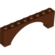 Lego Brick Arch 1 x 8 x 2 Raised / Reddish Brown