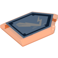 Lego Tile Special 2 x 3 Pentagonal with Nexo Power Shield Print - Backlash Lightning / Trans-Neon Orange