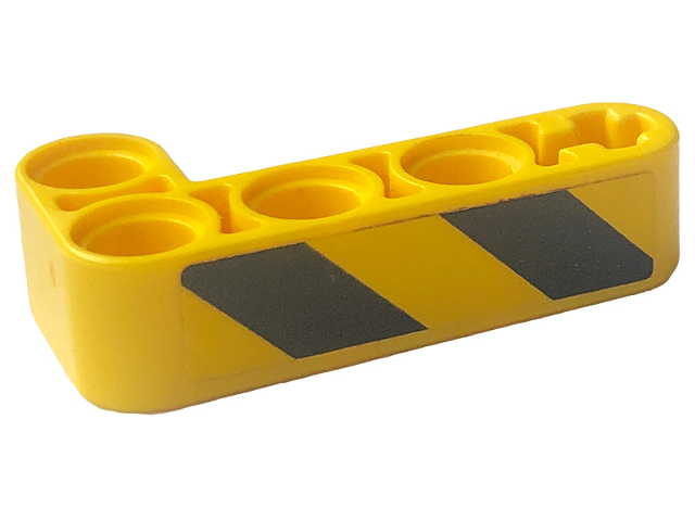 Lego Technic, Liftarm, Modified Bent Thick L-Shape 2 x 4 with Black and Yellow Danger Stripes Pattern Model Right Side (Sticker) - Set 42094