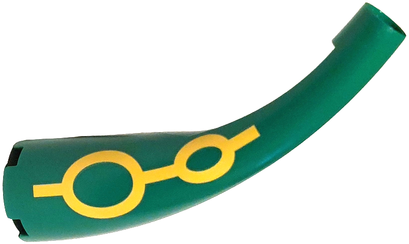Lego Dragon Tail / Neck Curved with Yellow Ovals and Lines Pattern on Both Sides (Pokémon Rayquaza Tail) / Green