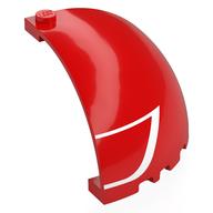 Lego Panel 5 x 5 x 3 1/3 Corner, Curved Top with White Stripe Print