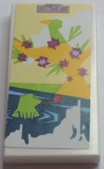 Lego Tile 2 x 4 with Frog in Pond and Bird in Tree on Canvas Painting Pattern (Sticker) - Set 41095