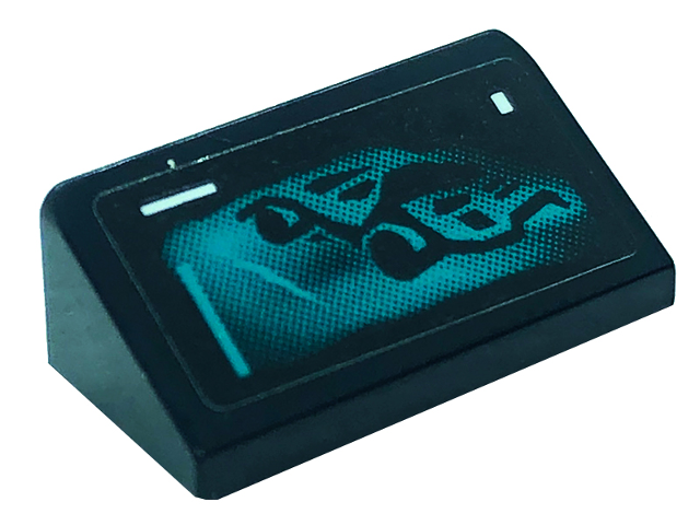 Lego Slope 30 1 x 2 x 2/3 with Black and Dark Turquoise Race Car on Screen Pattern (Sticker) - Set 76909