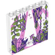 Lego Panel 1 x 6 x 5 with Bright Oink Light Beams, Lime Plants, Bright Pink/Lavender/Lime Crystals Print / Trans-Clear