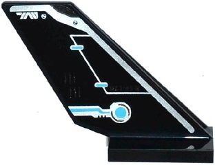 Lego Tail Shuttle with Rudder and Silver and Medium Azure Circuitry Pattern on Right Side (Sticker) - Set 70170