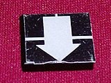 Lego Tile 2 x 2 with Arrow White over White Line on Black Background Pattern (Sticker) - Set 8094 / Black