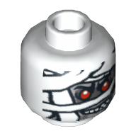 Lego Minifig Head Mummy, Red Eyes and Glow in Dark Wrapping Print [Blocked Open Stud]