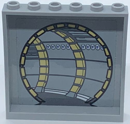 Lego Panel 1 x 6 x 5 with SW Millennium Falcon Corridor Pattern 2 on Inside (Sticker) - Set 75192 / Light Bluish Gray