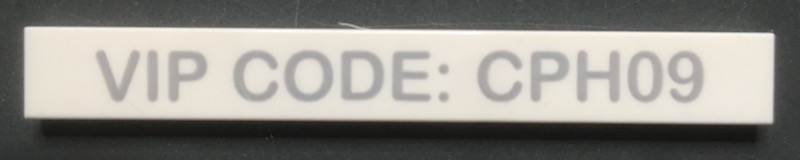 Lego Tile 1 x 8 with Light Bluish Gray 'VIP CODE: CPH09' Pattern