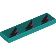 Lego Tile 1 x 4 with Black/Lavender Lightning Bolts Print