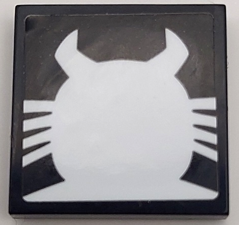 Lego Tile 2 x 2 with White Spider Head and Thorax (Venom) Pattern (Sticker) - Set 76115 / Black