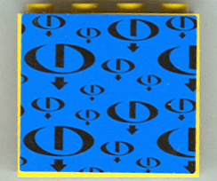 Lego Panel 1 x 4 x 3 - Hollow Studs with Black Gravity Games Logo Repeating on Blue Background Pattern (Sticker) - Set 3538