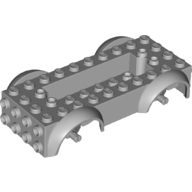 Lego Vehicle Base 4 x 10 x 2 1/2 with Mudguards, Wheel Pins and 6 x 2 Centre Recess with 3 Holes, Light Bluish Gray Wheel Holders / Light Bluish Gray