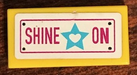 Lego Tile 1 x 2 with 'SHINE ON' and Heart in Star Pattern (Sticker) - Set 41134