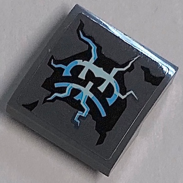 Lego Slope, Curved 2 x 2 x 2/3 with Stone and Energy Pattern (Sticker) - Set 70356 / Dark Bluish Gray