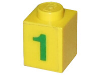 Lego Brick 1 x 1 with Green Number 1 Pattern (Sticker) - Set 7740