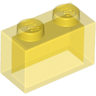 Lego Brick 1 x 2 without Bottom Tube / Trans-Yellow