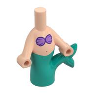 Lego Microdoll Body Mermaid Dark Turquoise Tail, Medium Lavender Shells / Light Nougat