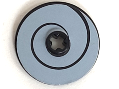 Lego Technic, Disk 3 x 3 with Black Swirl Line on Light Bluish Gray Background Pattern (Sticker) - Set 3828 / Black