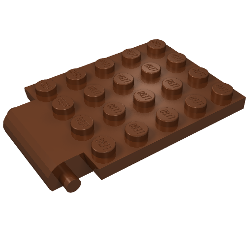Lego Plate Special 4 x 6 x 2/3 with Trap Door Hinge / Reddish Brown