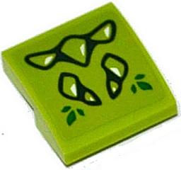 Lego Slope, Curved 2 x 2 x 2/3 with Lime Geometric Dragon Scales Pattern (Sticker) - Set 41176