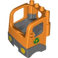 Lego Duplo Truck Semi-Tractor Cab with Dark Bluish Gray Base and Recycling Arrows Print / Orange